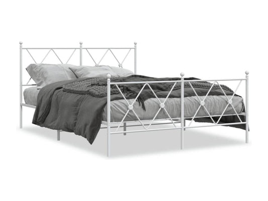 Metal bed frame with white headboard/footboard 140x190cm