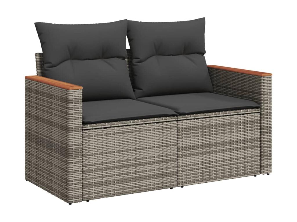 Garden furniture set with cushions, 13 pieces, grey woven resin