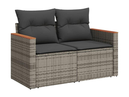 Garden furniture set with cushions, 13 pieces, grey woven resin