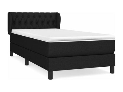 Bed base with mattress, black, 90x200 cm, fabric