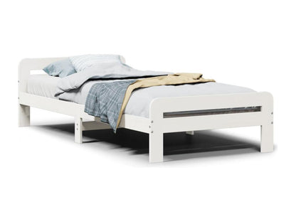 Bed frame without white mattress 75x190 cm solid pine wood