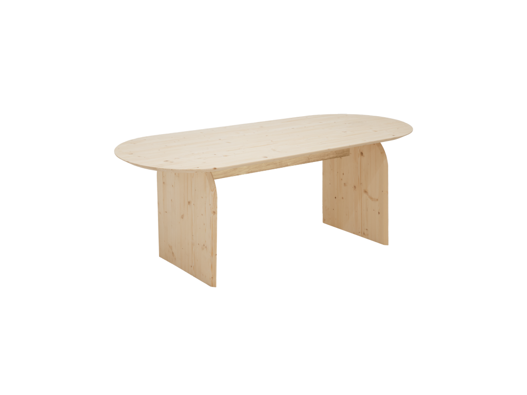 Oval dining table in natural fir wood 200x75.2cm -