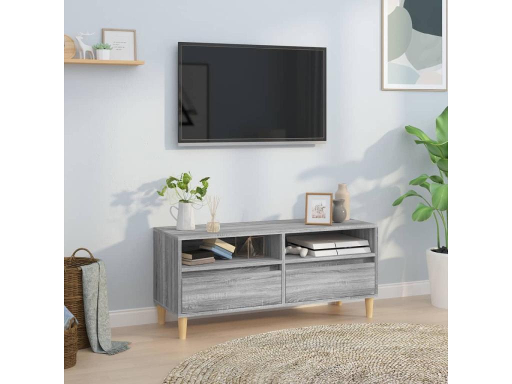 Grey TV stand 100x34.5x44.5 cm engineered wood
