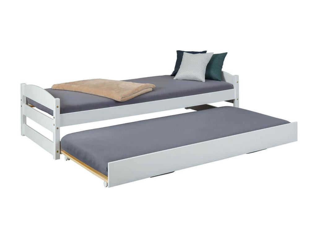 90x200cm White Trundle Bed Set with Cyprus Mattress
