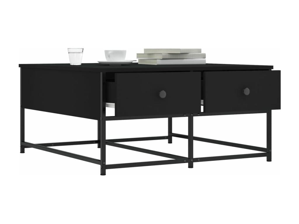 Black coffee table 80x80x40 engineered wood