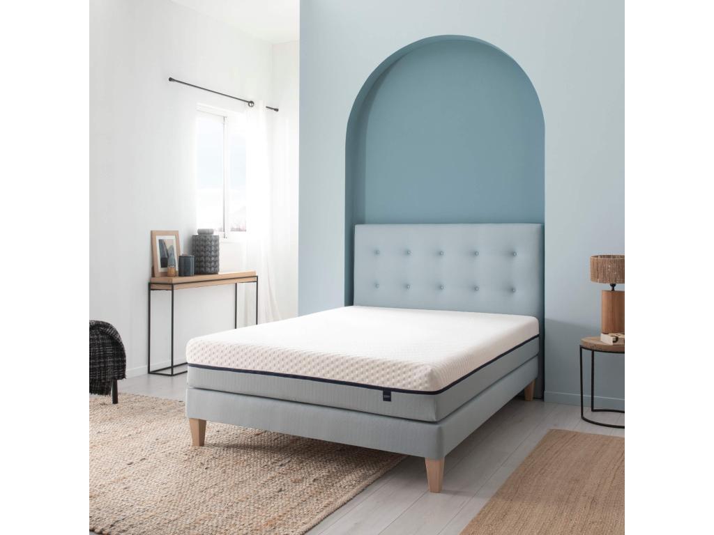 Upholstered bed base in light green - 160x210