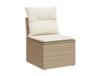 Garden furniture set with cushions, 12 pieces, beige woven resin