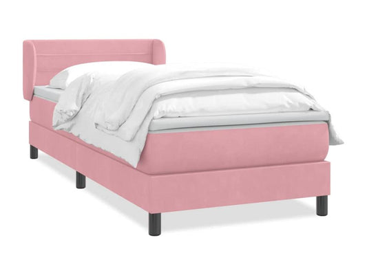 Bed base with pink velvet mattress 80x220 cm