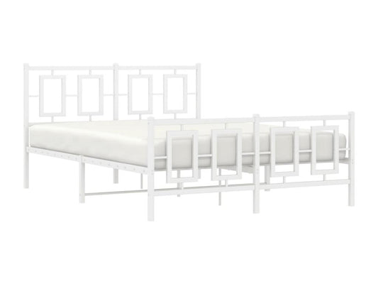 Metal bed frame with white headboard/footboard 140x200cm