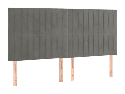 Light Grey LED Headboard 200x5x118/128 cm Velvet