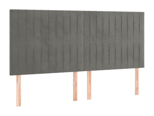 Light Grey LED Headboard 200x5x118/128 cm Velvet