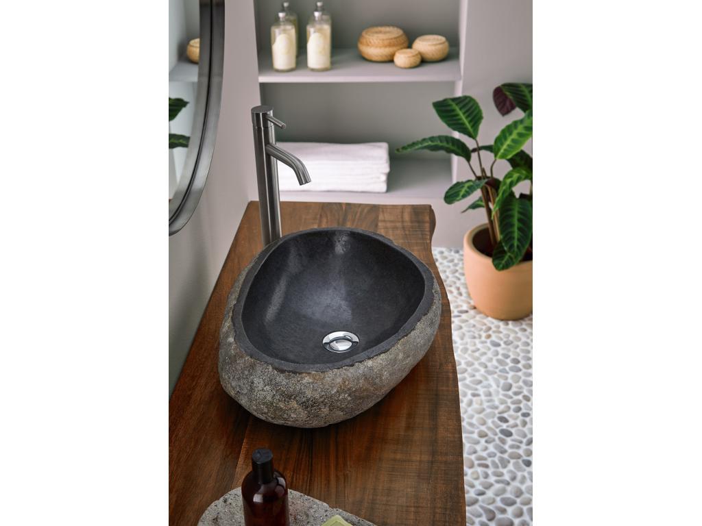 Countertop washbasin/sink in natural stone, grey - Length 45 x Height 15 x Depth 40 cm