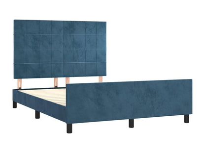 Bed frame with headboard, dark blue, 140x190 cm, velvet