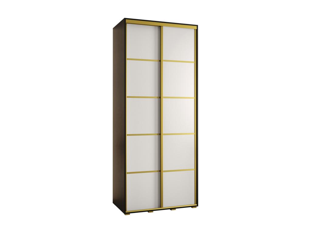 4-Door Sliding Wardrobe 235.2/100/60 2 Doors Black/White/Gold