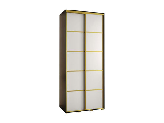 4-Door Sliding Wardrobe 235.2/100/60 2 Doors Black/White/Gold