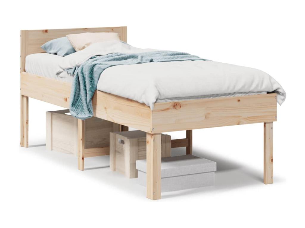 Bed frame without mattress 75x190 cm solid pine wood