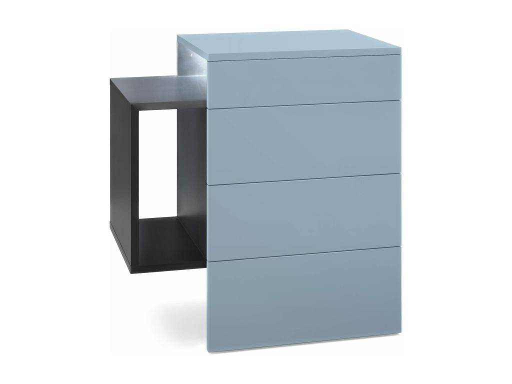 Matte Black and Denim Bedside Table (WxHxD) 60x63x36 cm LED