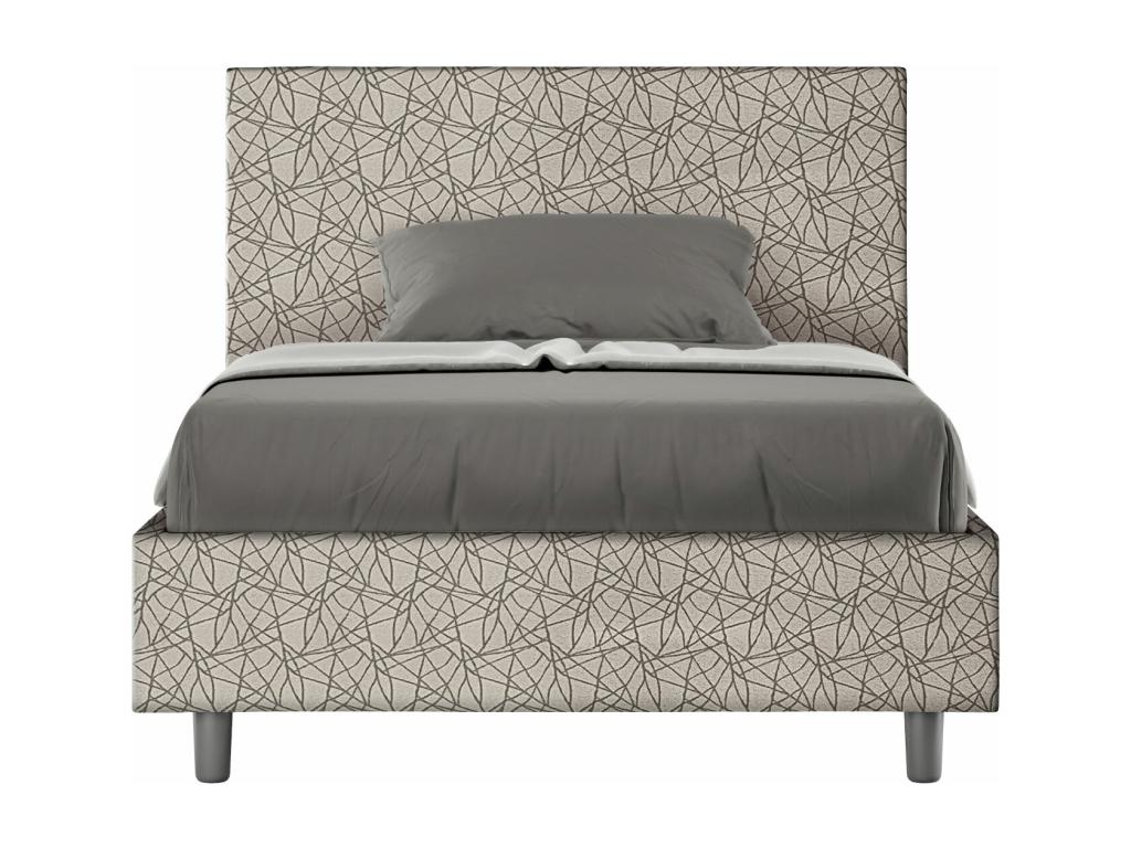 Single bed with storage, upholstered, 120x200 cm, fabric, 2 grey colors