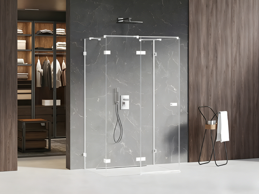 Left-hand pivoting shower enclosure 120x70cm, white, front access