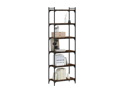 6-tier bookcase, smoked oak, 60x30x188cm, engineered wood