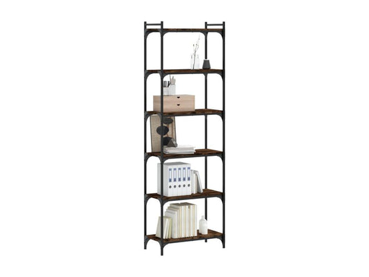 6-tier bookcase, smoked oak, 60x30x188cm, engineered wood