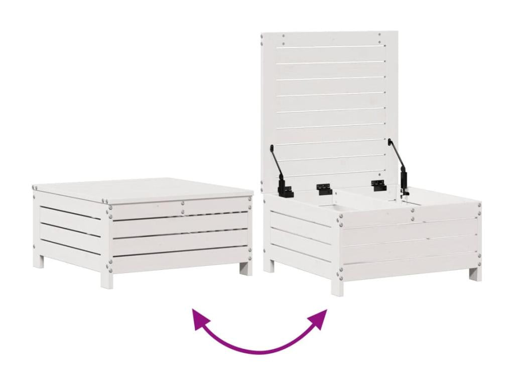 5-piece garden furniture set with white cushions, solid pine wood
