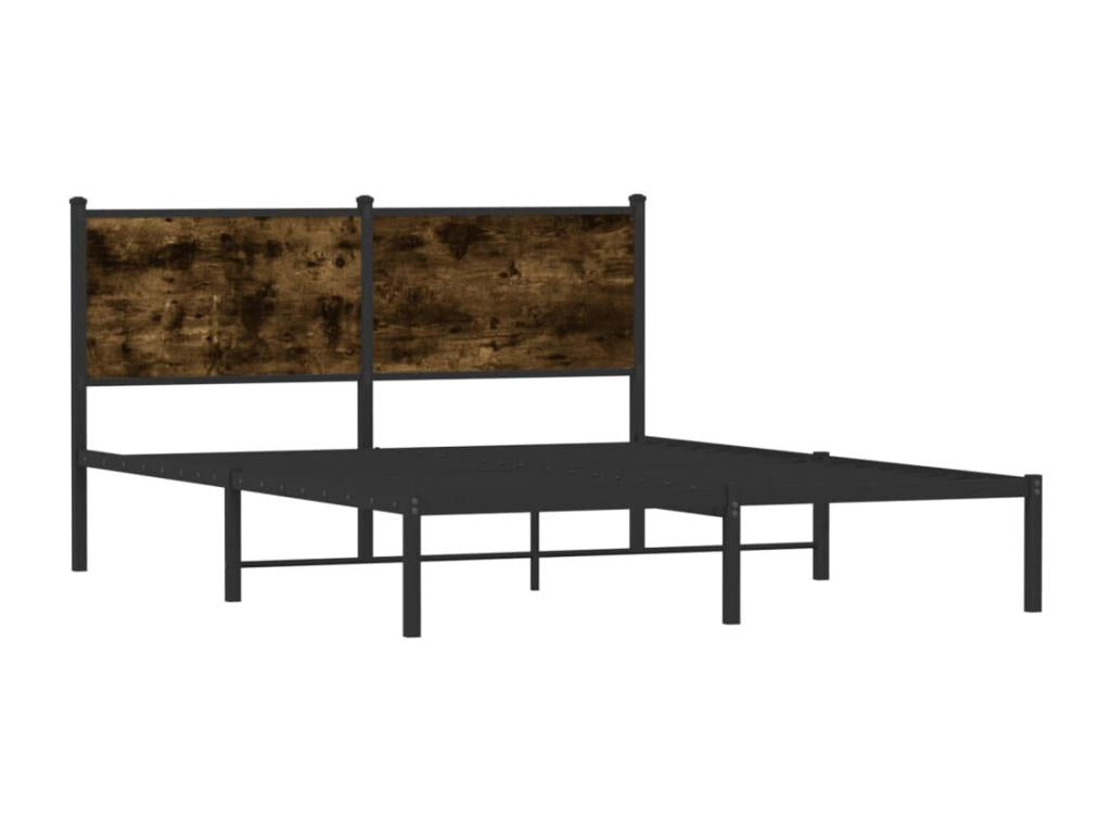 Metal bed frame without mattress, smoked oak, 150x200 cm