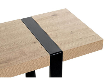 Console table/cabinet in oak-colored wood and black metal - length 120 x depth 30 x height 82 cm