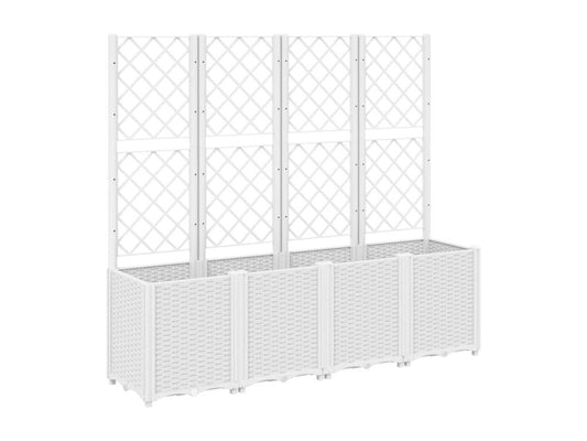 Planter with white trellis 160x40x140 cm PP