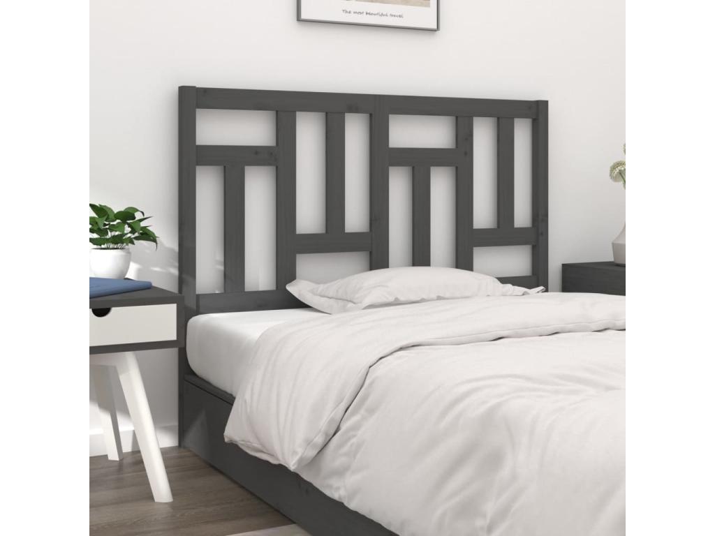 Grey Headboard 145.5x4x100 cm Solid Pine Wood