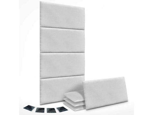 Set of 8 self-adhesive linen wall panels, sound absorption, shock protection, and white headboards, 50x30cmx8cm