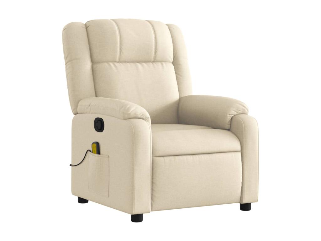Cream Fabric Reclining Massage Chair