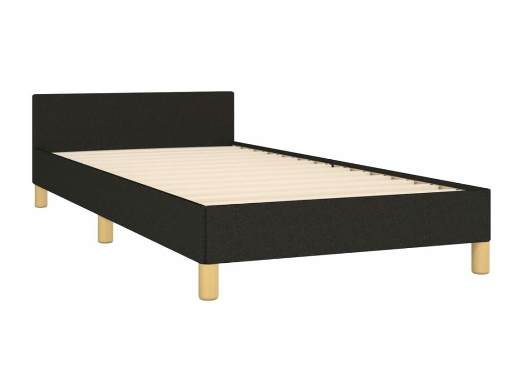 Bed frame with headboard, black, 80x200 cm, fabric