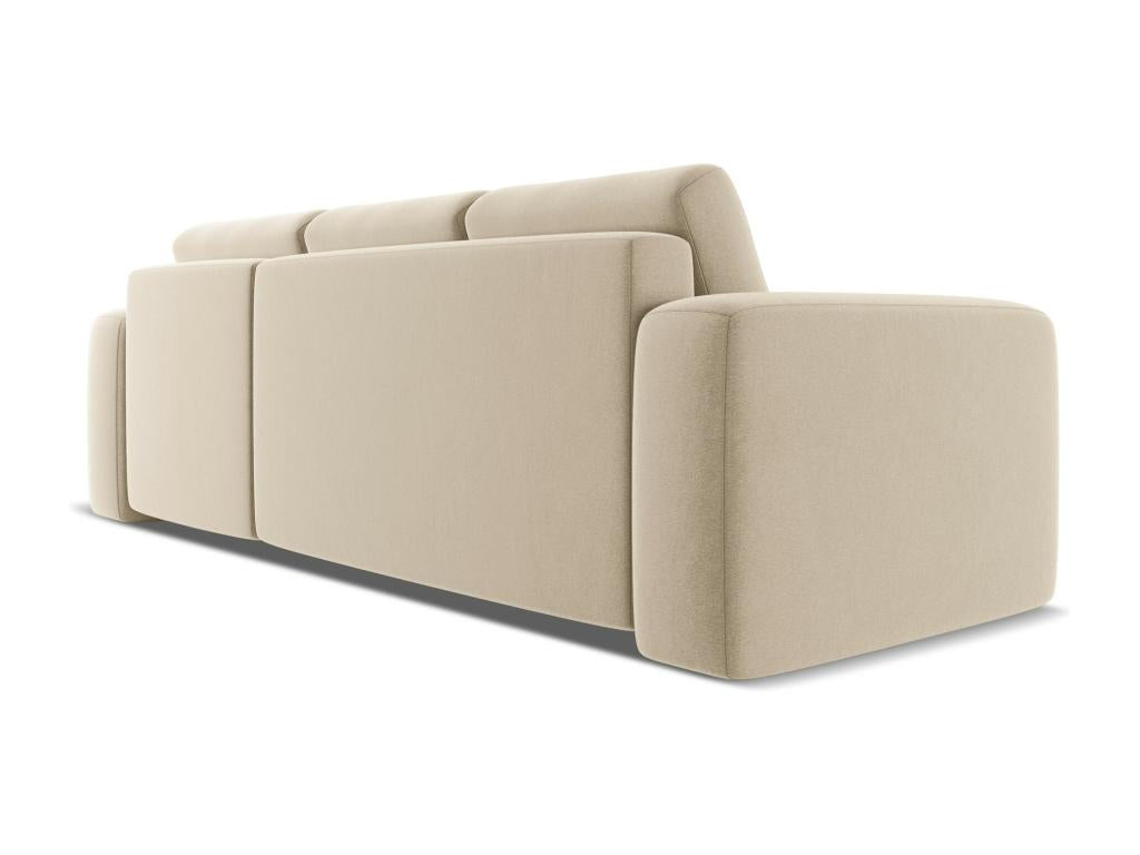 Right-hand corner sofa bed in velvet - light beige -