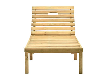 Garden chaise lounge with table and cushion, impregnated pine