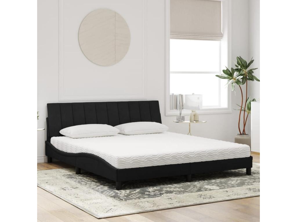 Bed with black mattress 180x200 velvet
