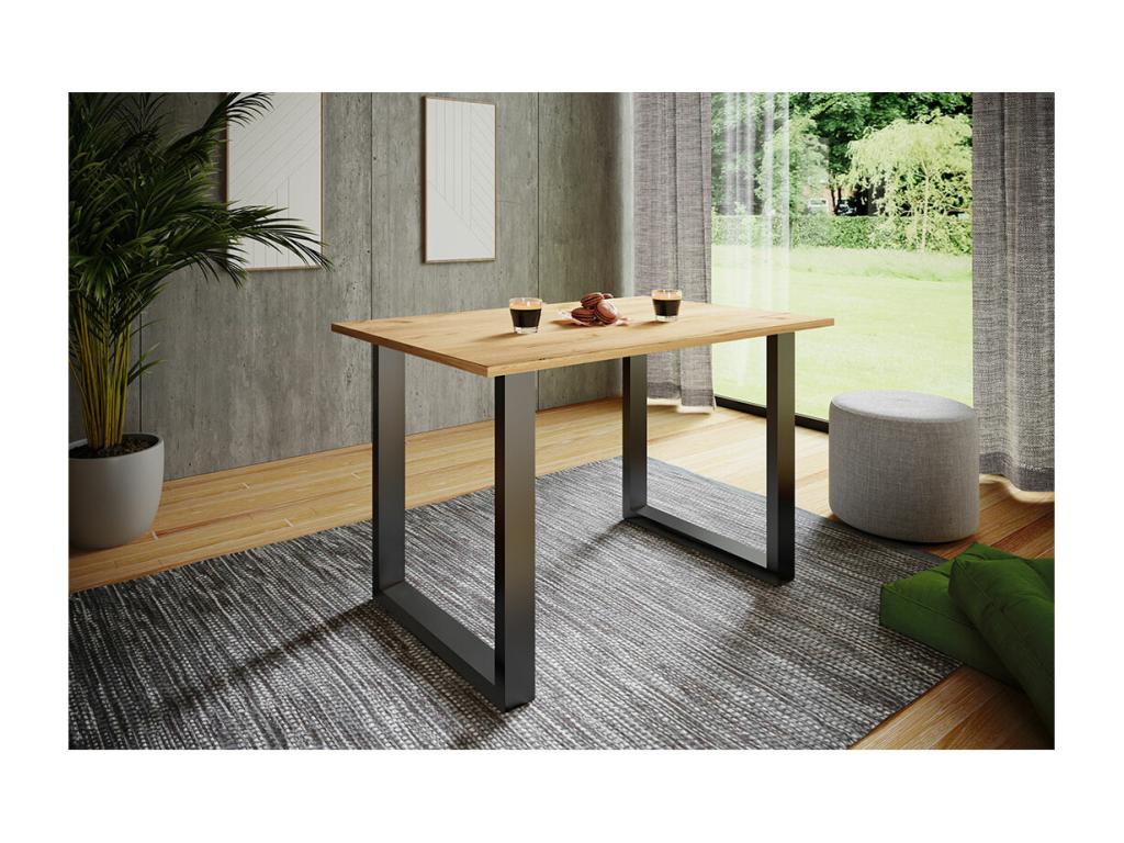 Dining table 80x80 oak black decor.