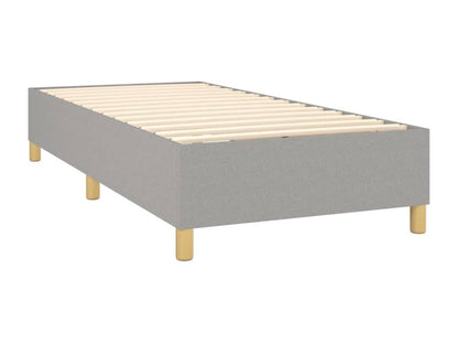 Upholstered bed base with mattress and LED light, light grey, 100x200 cm, fabric
