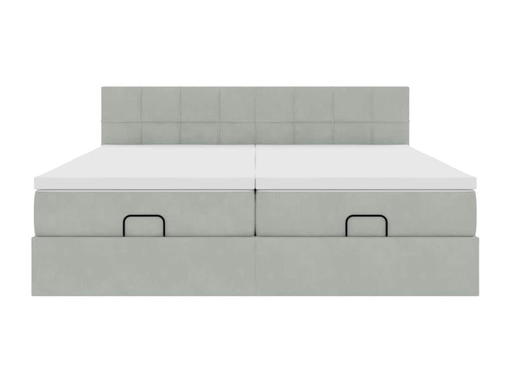 Light grey velvet bed frame and mattress 160x200cm