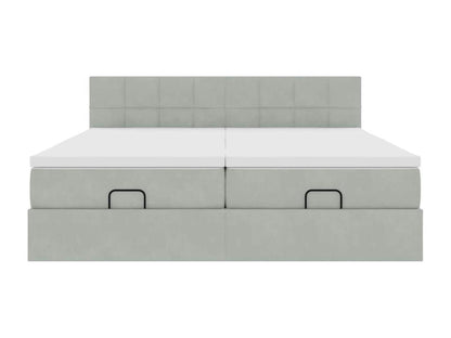 Light grey velvet bed frame and mattress 160x200cm
