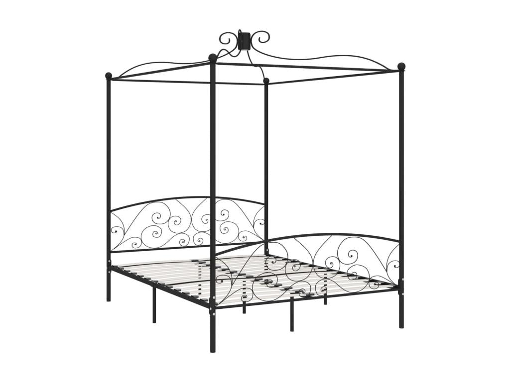 Black Metal Canopy Bed Frame 160x200 cm