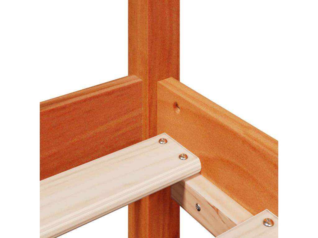 Bed frame without mattress brown wax 120x190cm solid pine wood