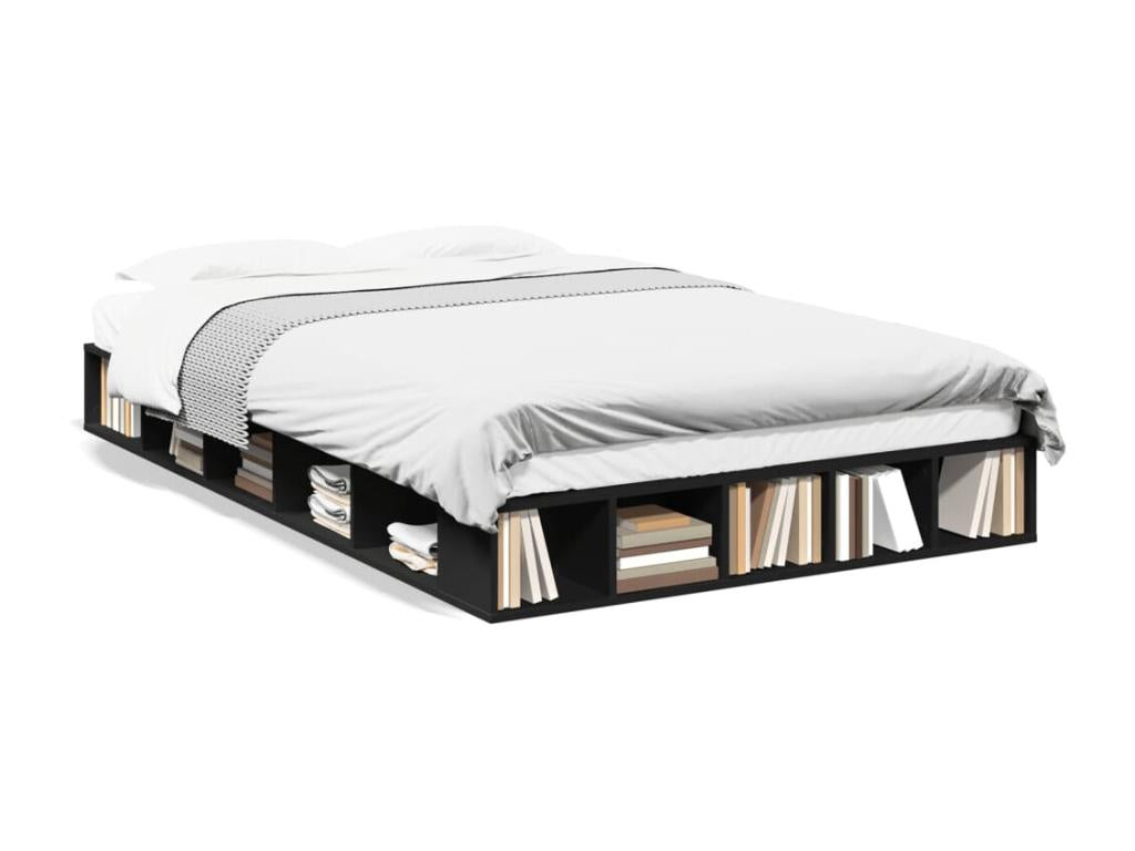Black bed frame 120x190 cm engineered wood