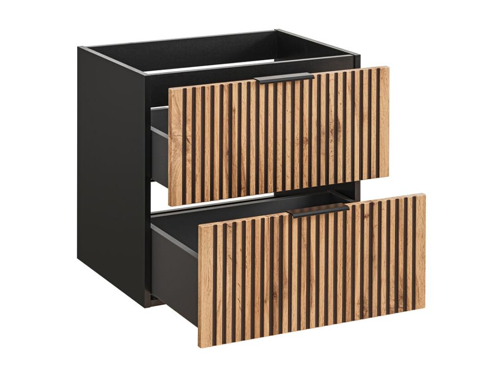 60cm Vanity Unit in Wood and Black