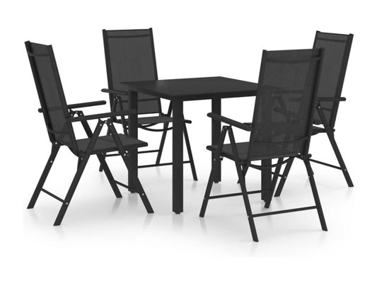 5-Piece Black Aluminium Garden Dining Set