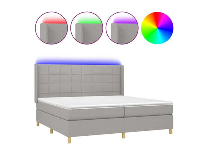 Bed base with LED light grey mattress 200x200 Fabric