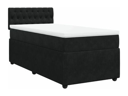 Bed base with mattress, black, 90x200 cm, velvet
