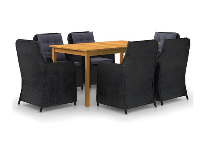 7-piece garden dining set, black, 61