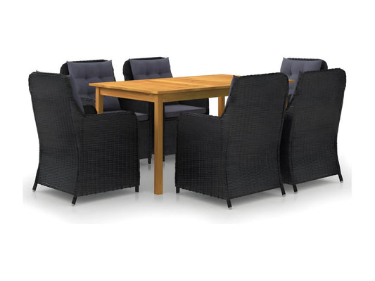 7-piece garden dining set, black, 61