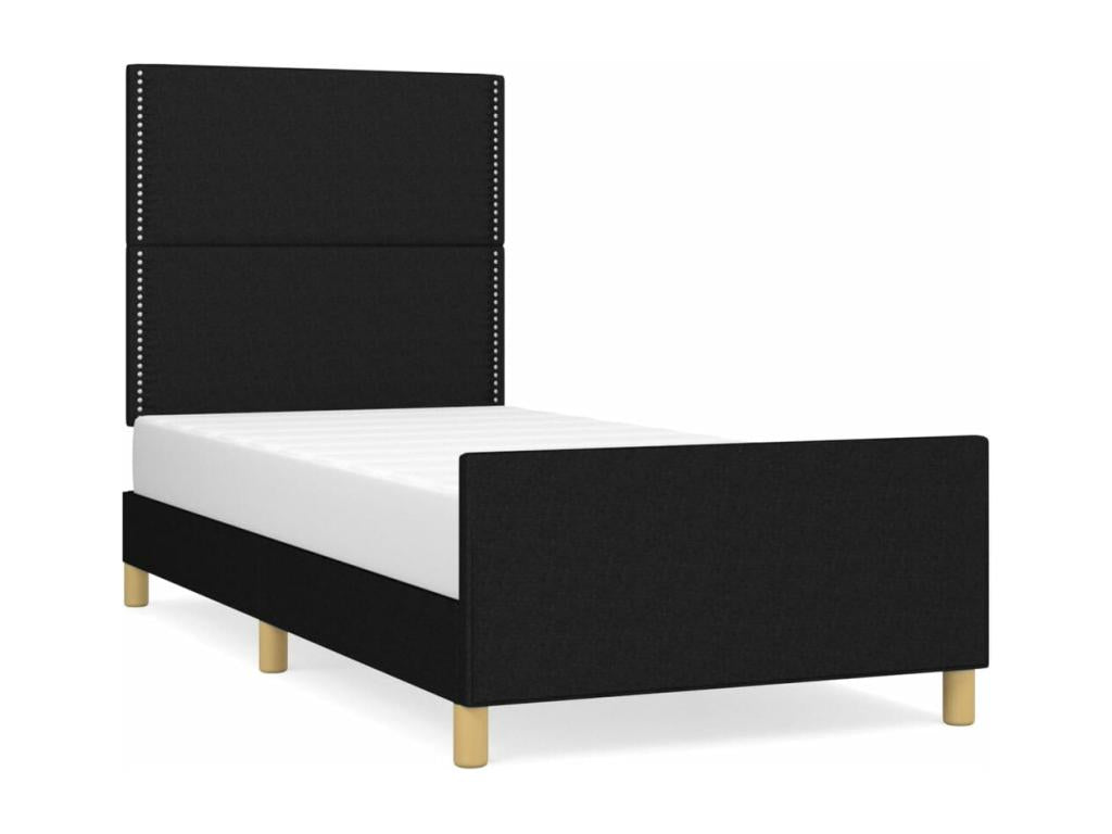 Bed frame with headboard, black, 80x200 cm, fabric